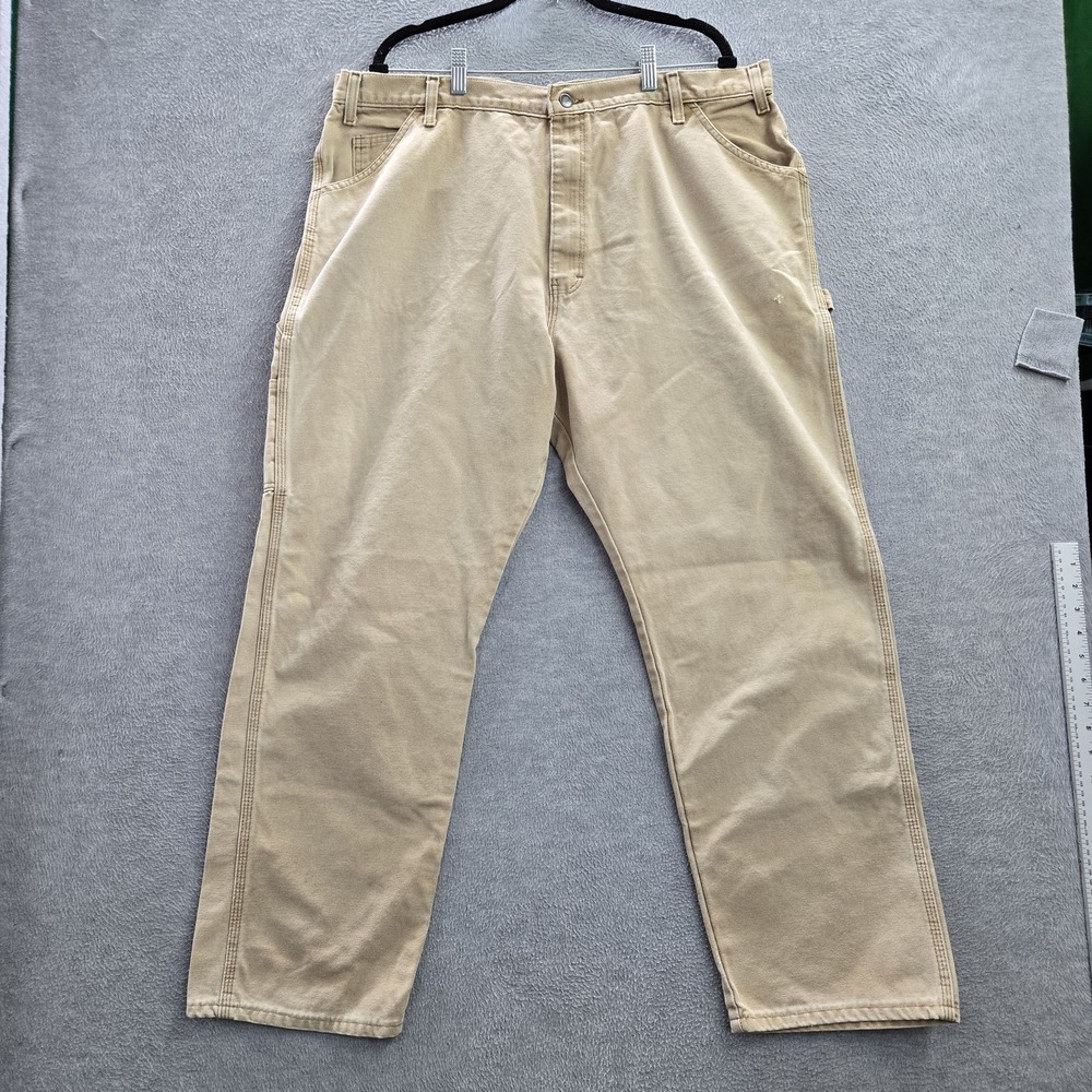 Dickies Men Pants 42X30 Brown Carpenter Canvas Work Pants Logo 29" Inseam Y2K